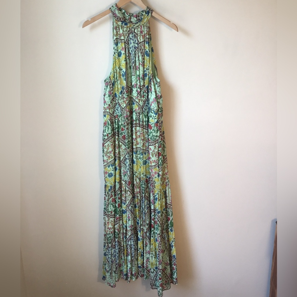 Anthropologie Somerset Halter Maxi Green Floral with Pockets Dress NWT - Picture 2 of 7